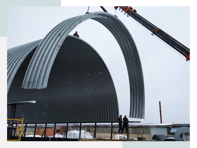 Полукруглые ангары в Краснотурьинске